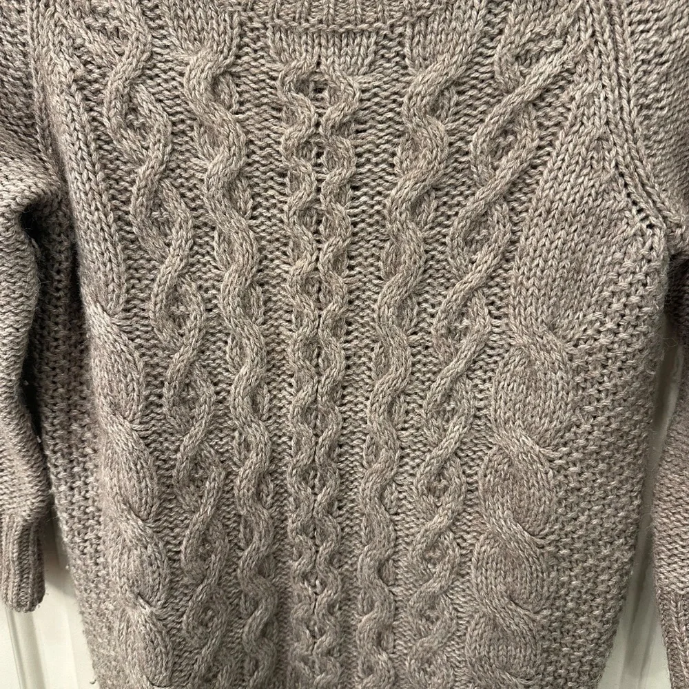 J.Crew Wool Alpaca Cable Knit 3/4 Sleeves Crewneck Sweater Small
